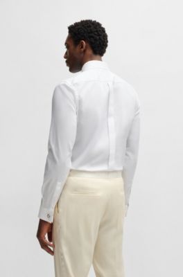 Slim-fit shirt in easy-iron cotton poplin, White