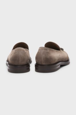 Suede loafers with tassel trim, Beige