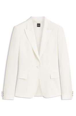 Slim-fit blazer with single-button closure, Natural