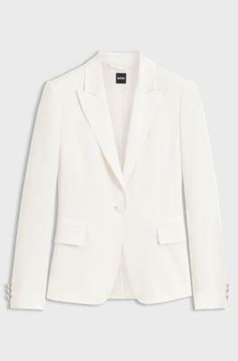 Slim-fit blazer with single-button closure, Natural