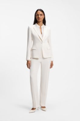 Slim-fit blazer with single-button closure, Natural