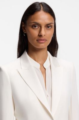 Slim-fit blazer with single-button closure, Natural