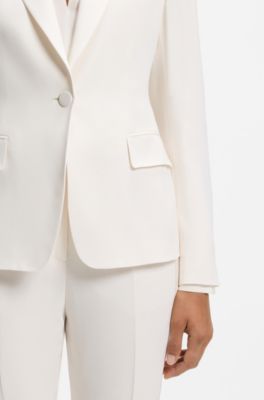 Slim-fit blazer with single-button closure, Natural