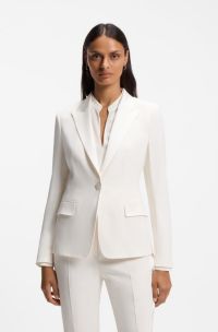 Slim-fit blazer with single-button closure, White