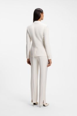 Slim-fit blazer with single-button closure, Natural