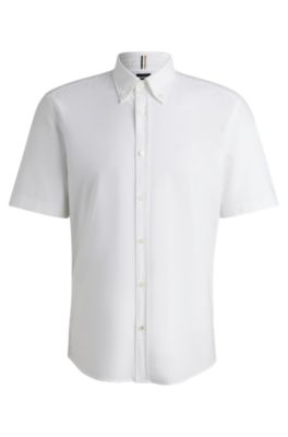 シャツ BOSS Men Shirt White 50503356 100 BOSS - Button-down regular-fit shirt in Oxford cotton - White