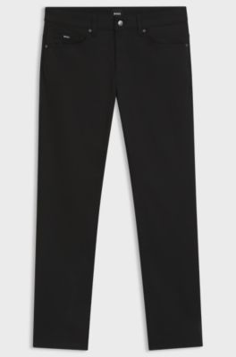 Slim-fit Delaware-broek in satijn van stretchkatoen, Zwart