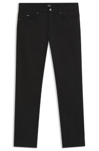 Delaware slim-fit trousers in stretch-cotton satin, Black