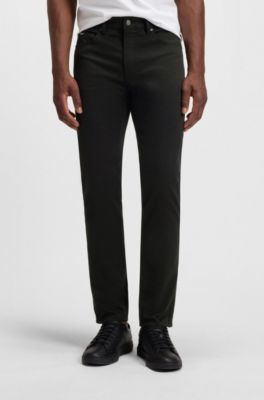 Slim-fit Delaware-broek in satijn van stretchkatoen, Zwart