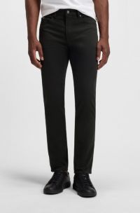 Pantalon Slim Delaware en satin de coton stretch, Noir