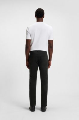 Slim-fit Delaware-broek in satijn van stretchkatoen, Zwart