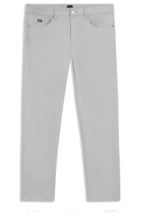 Delaware slim-fit trousers in stretch-cotton satin, Light Grey