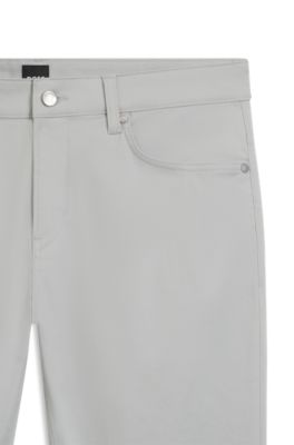 Delaware slim-fit trousers in stretch-cotton satin, Light Grey