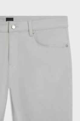 Pantalon Slim Delaware en satin de coton stretch, Gris chin&eacute;