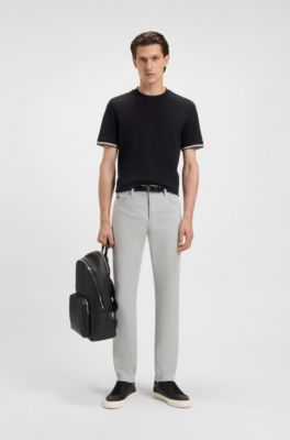 Pantalon Slim Delaware en satin de coton stretch, Gris chin&eacute;