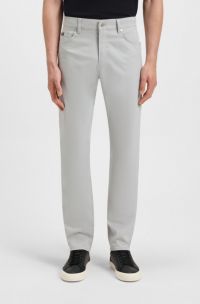 Delaware slim-fit trousers in stretch-cotton satin, Light Grey