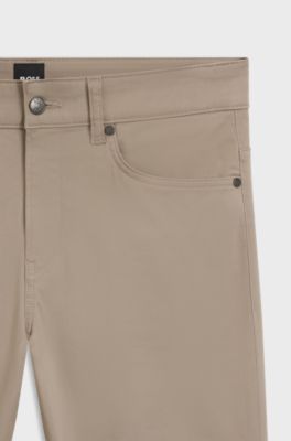 Slim-fit Delaware-broek in satijn van stretchkatoen, Beige