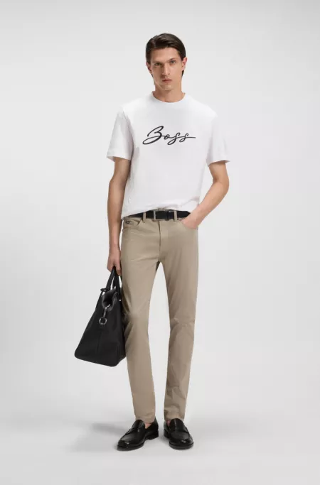 Pantalon Slim Delaware en satin de coton stretch