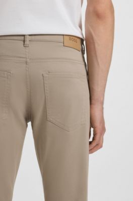 Slim-fit Delaware-broek in satijn van stretchkatoen, Beige