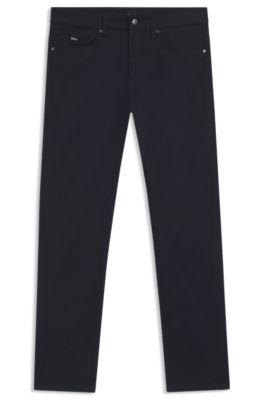 Delaware slim-fit trousers in stretch-cotton satin, Dark Blue