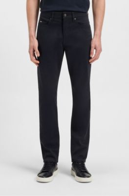 Pantalon Slim Delaware en satin de coton stretch, Bleu fonc&eacute;