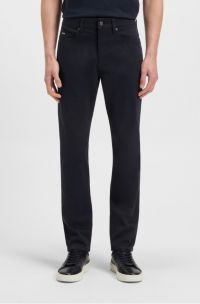 Delaware slim-fit trousers in stretch-cotton satin, Dark Blue