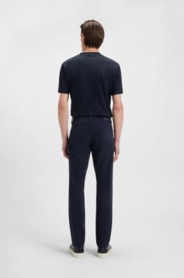 Delaware slim-fit trousers in stretch-cotton satin, Dark Blue