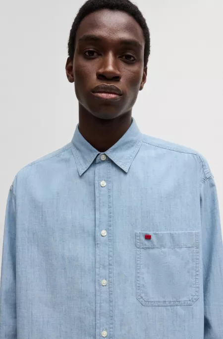 Oversized-fit overshirt in cotton chambray