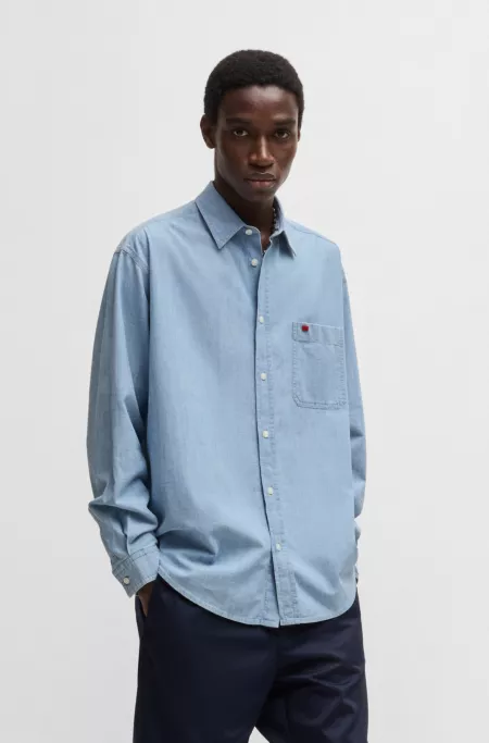 Oversized-fit overshirt in cotton chambray