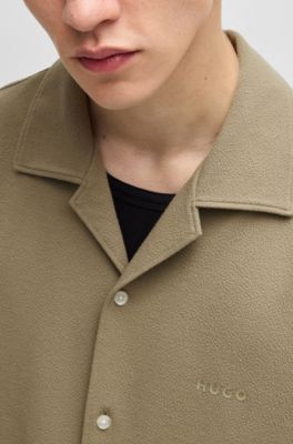 Oversized-fit shirt in structured jersey, Khaki