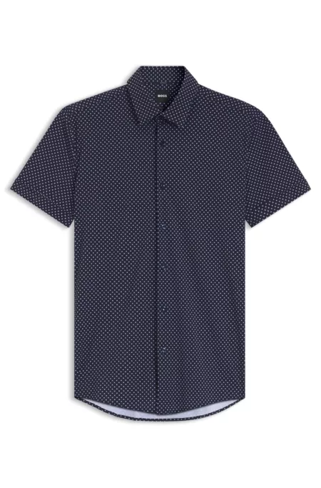 Bedrucktes Slim-Fit Hemd aus funktionalem Stretch-Jersey