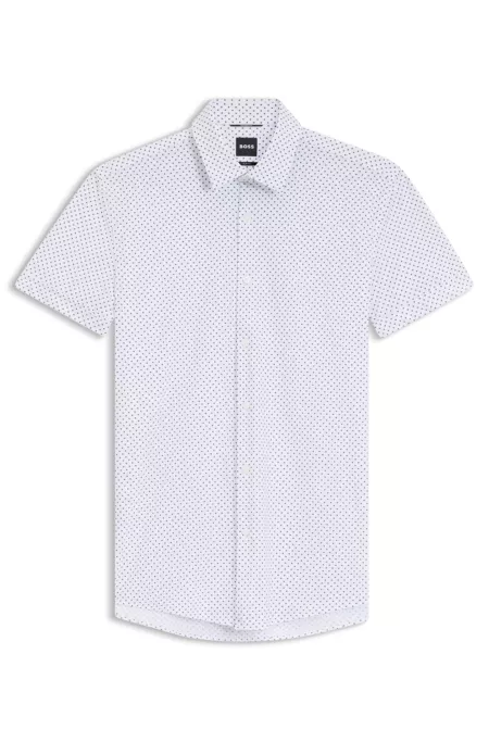 Bedrucktes Slim-Fit Hemd aus funktionalem Stretch-Jersey