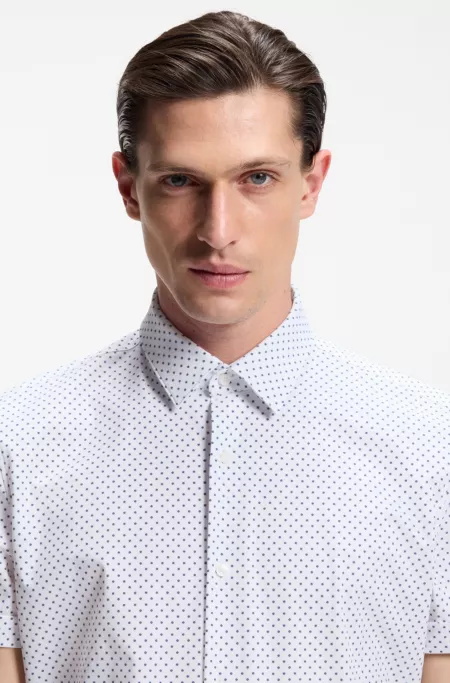 Slim-fit shirt in printed performance-stretch jersey