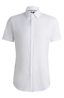 BOSS Slim-fit shirt in performance-stretch twill White