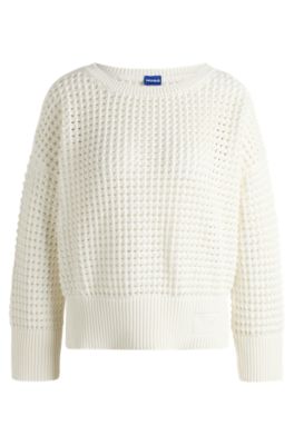 コットンセーター メッシュニット, ホワイト