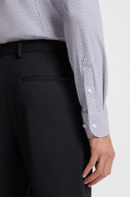 Slim-fit shirt in printed performance-stretch jersey, Blue Patterned