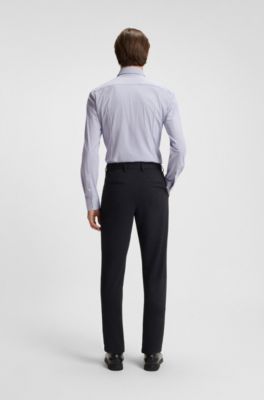 Slim-fit shirt in printed performance-stretch jersey, Blue Patterned