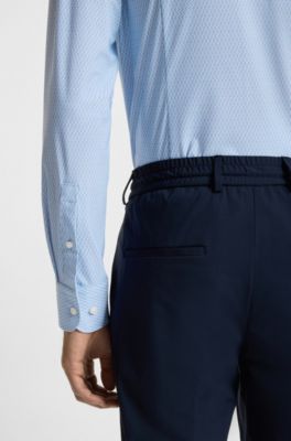 Slim-fit shirt in printed performance-stretch jersey, Light Blue