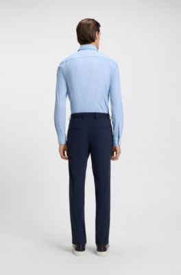 Slim-fit shirt in printed performance-stretch jersey, Light Blue