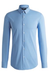 Chemise Slim à rayures en tissu stretch performant, bleu clair