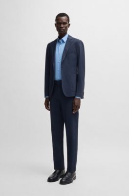 Slim-fit shirt in striped performance-stretch fabric, Light Blue