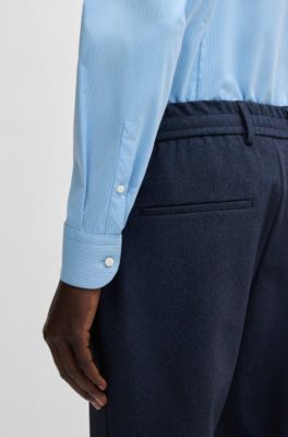 Slim-fit shirt in striped performance-stretch fabric, Light Blue