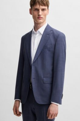 Slim-fit shirt in geometric-print performance-stretch fabric, White Patterned