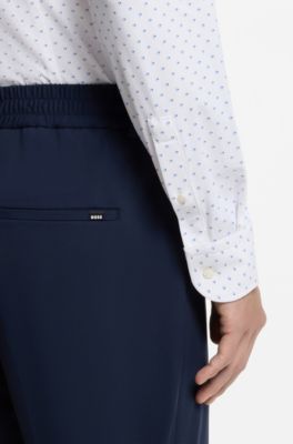 Slim-fit shirt in geometric-print performance-stretch fabric, White Patterned