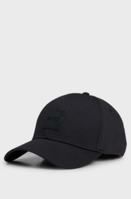 Seersucker cap with logo patch, Black