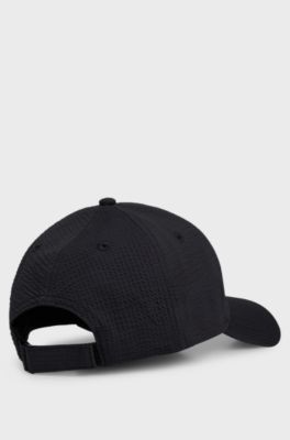 Seersucker cap with logo patch, Black