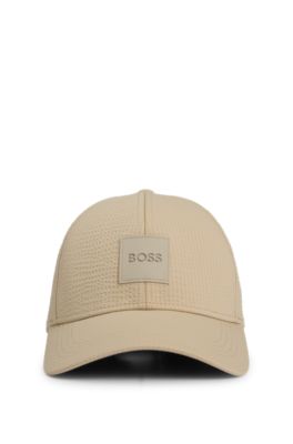 Seersucker cap with logo patch, Light Beige