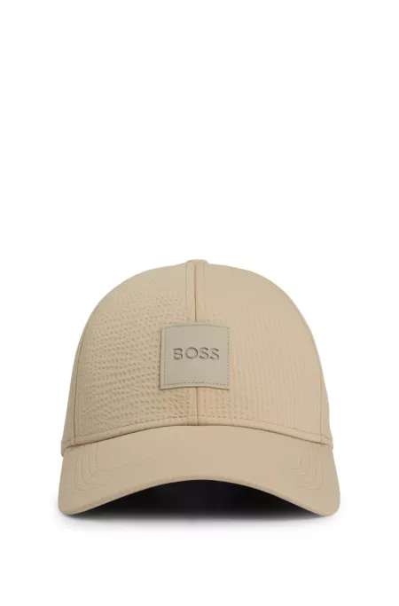 Seersucker cap with logo patch