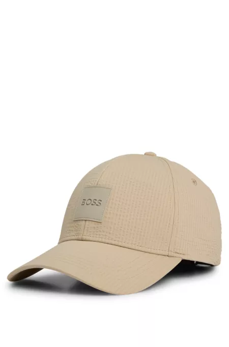 Seersucker cap with logo patch