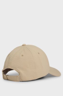 Seersucker cap with logo patch, Light Beige
